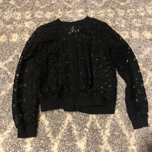 Rose Lace Bomber Jacker